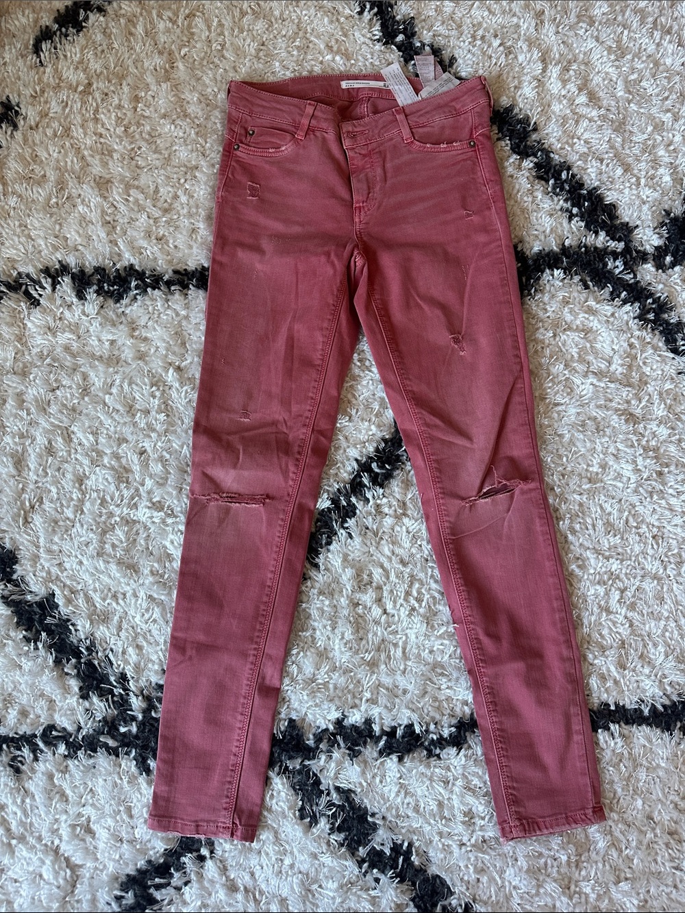 Zara Trafaluc Women’s Distressed Skinny Jeans - Rose Red